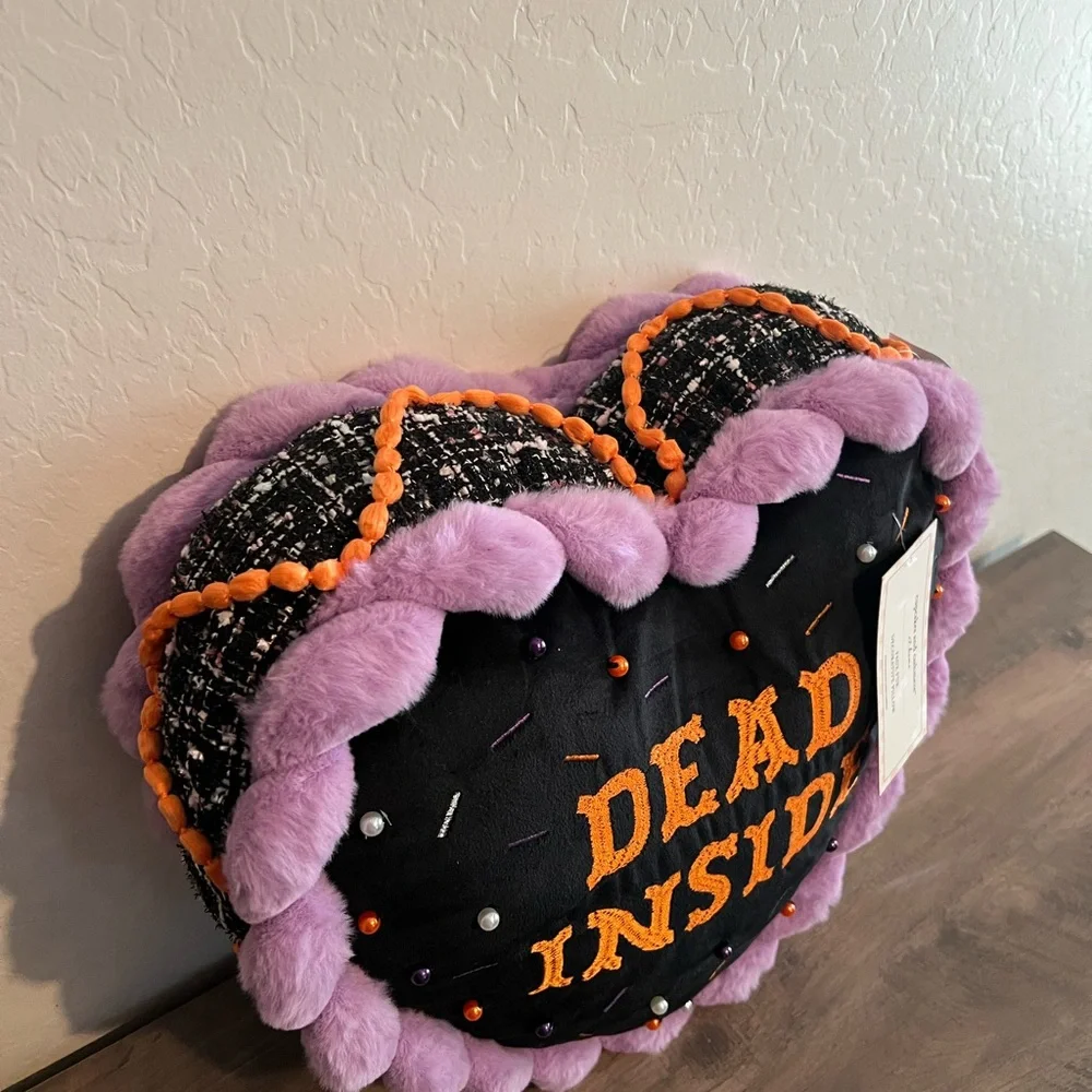 Cupcakes & Cashmere ‘Dead Inside’ Heart Shaped Cake Halloween Pillow